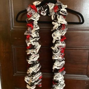 Red white and black Ruffle Scarf